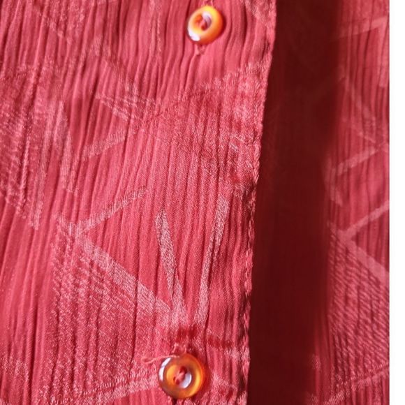 Yves St. Clair Red‎ Jacquard Geometric Button Up Blouse Vintage Size 12 - Picture 6 of 11